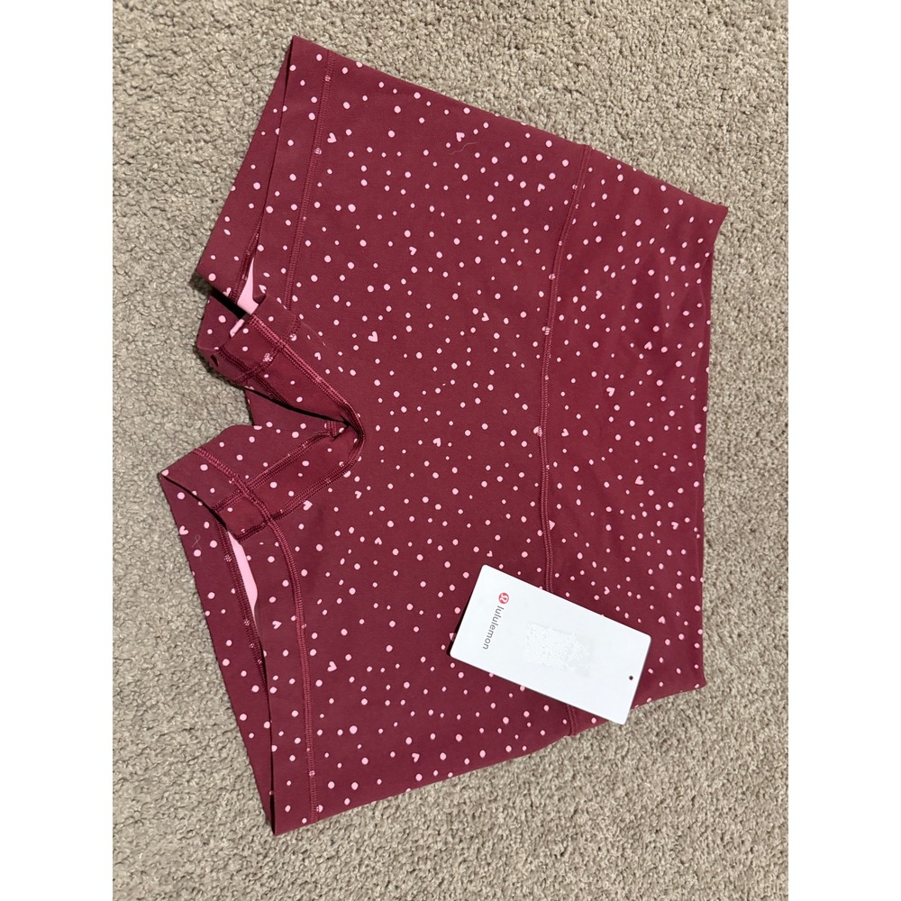 Lululemon Align High-Rise Short 4 Heart Dot Wine Berry Pink Multi Size 12 NWT